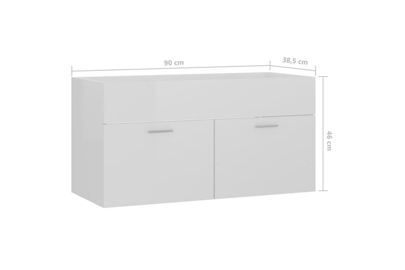 Servantskap høyglans hvit 90x38,5x46 cm sponplate - Hvit - Hus & oppussing - Kjøkken & bad - Baderom - Baderomsmøbler & baderomsinnredning - Servantskap & kommode
