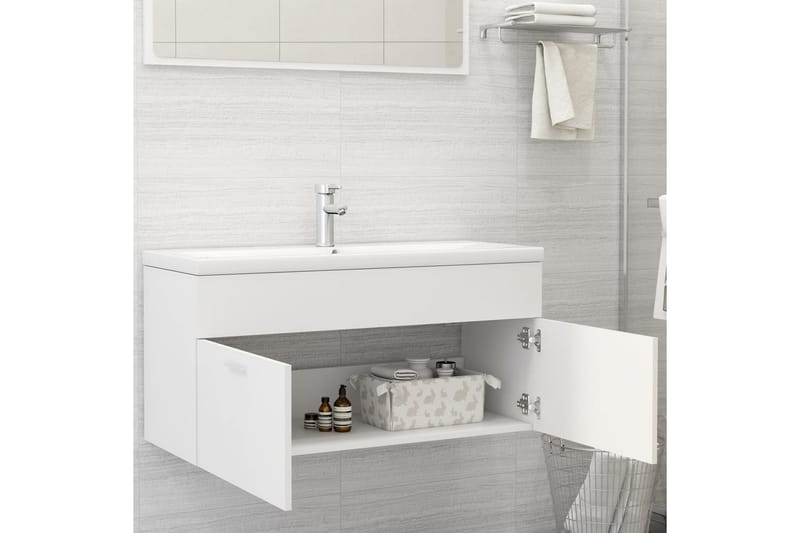 Servantskap hvit 100x38,5x46 cm sponplate - Hvit - Hus & oppussing - Kjøkken & bad - Baderom - Baderomsmøbler & baderomsinnredning - Servantskap & kommode