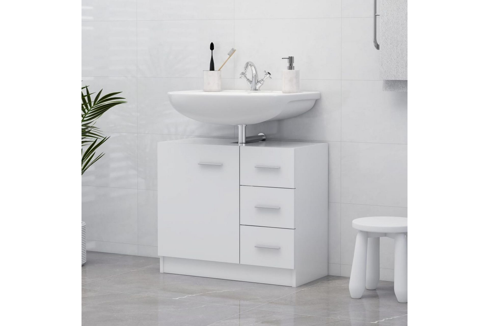 Servantskap hvit 63x30x54 cm sponplate - Hvit - Hus & oppussing - Kjøkken & bad - Baderom - Baderomsmøbler & baderomsinnredning - Servantskap & kommode