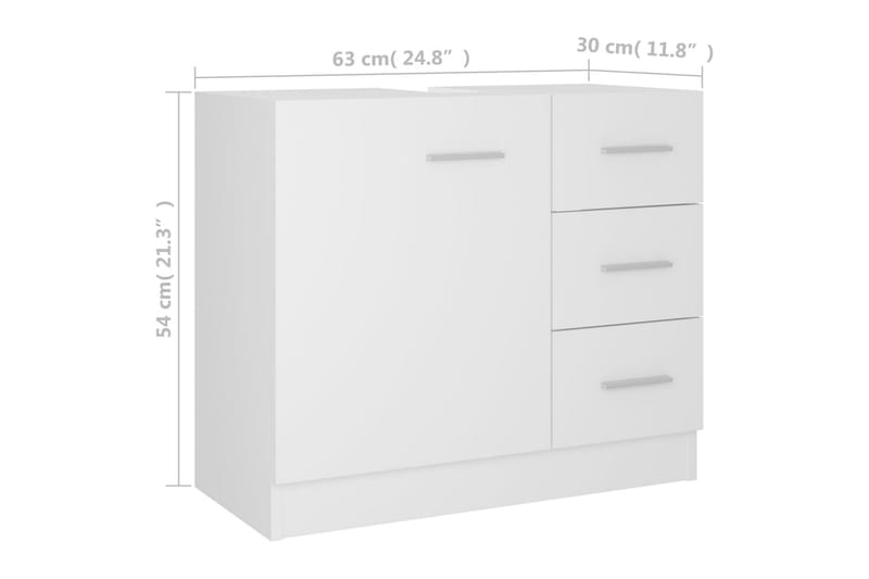 Servantskap hvit 63x30x54 cm sponplate - Hvit - Hus & oppussing - Kjøkken & bad - Baderom - Baderomsmøbler & baderomsinnredning - Servantskap & kommode
