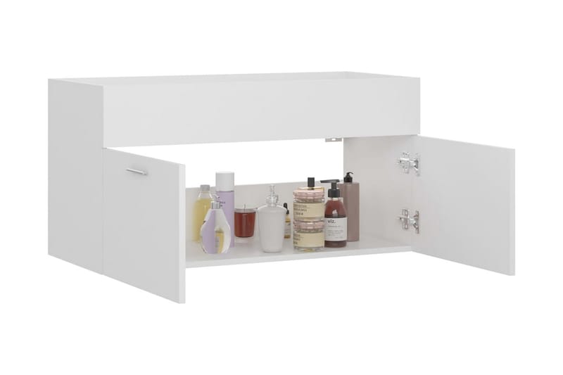 Servantskap hvit 90x38,5x46 cm sponplate - Hvit - Hus & oppussing - Kjøkken & bad - Baderom - Baderomsmøbler & baderomsinnredning - Servantskap & kommode