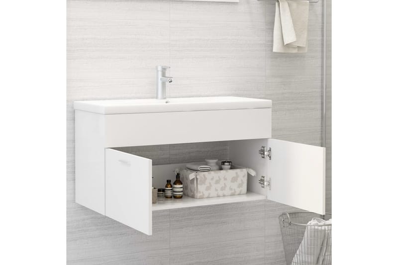 Servantskap hvit 90x38,5x46 cm sponplate - Hvit - Hus & oppussing - Kjøkken & bad - Baderom - Baderomsmøbler & baderomsinnredning - Servantskap & kommode