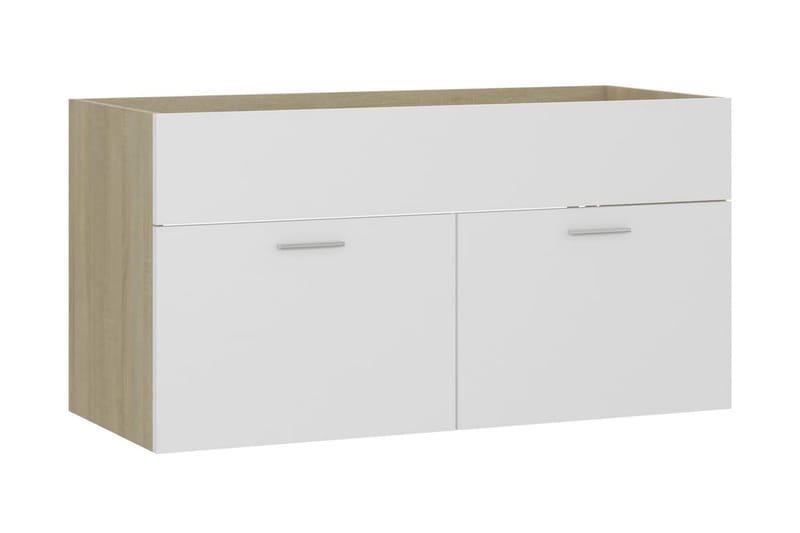 Servantskap hvit og sonoma eik 90x38,5x46 cm sponplate - Beige - Servantskap & kommode