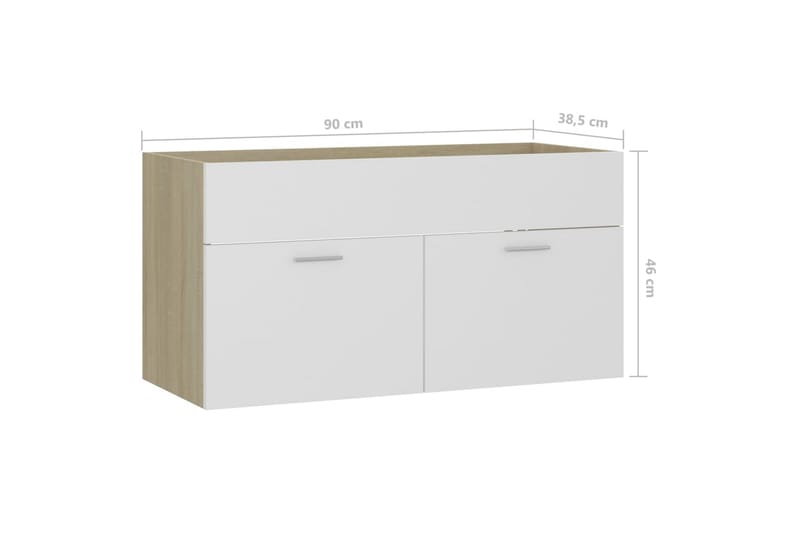 Servantskap hvit og sonoma eik 90x38,5x46 cm sponplate - Beige - Servantskap & kommode