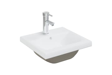 Servantskap med innebygd vask hvit og sonoma eik sponplate - Beige - Hus & oppussing - Kjøkken & bad - Baderom - Baderomsmøbler & baderomsinnredning - Servantskap & kommode