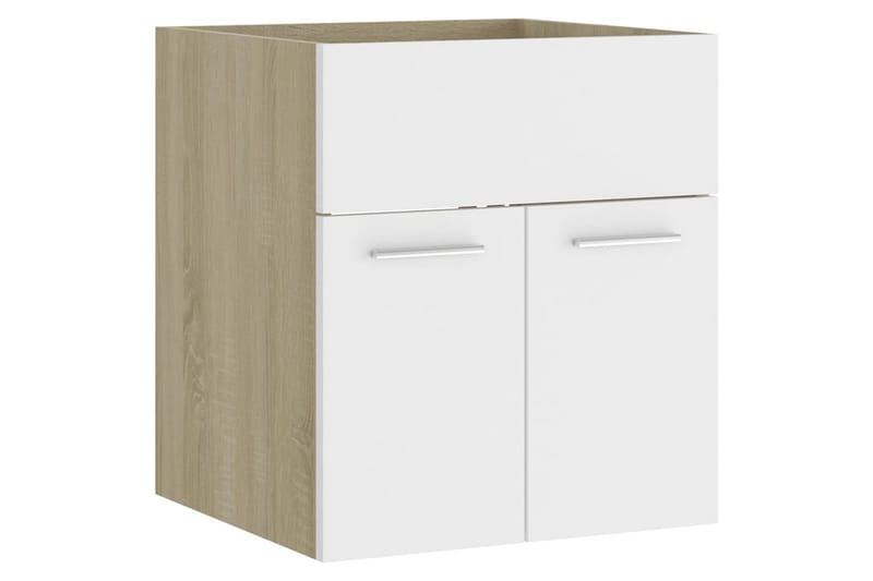 Servantskap med innebygd vask hvit og sonoma eik sponplate - Beige - Hus & oppussing - Kjøkken & bad - Baderom - Baderomsmøbler & baderomsinnredning - Servantskap & kommode