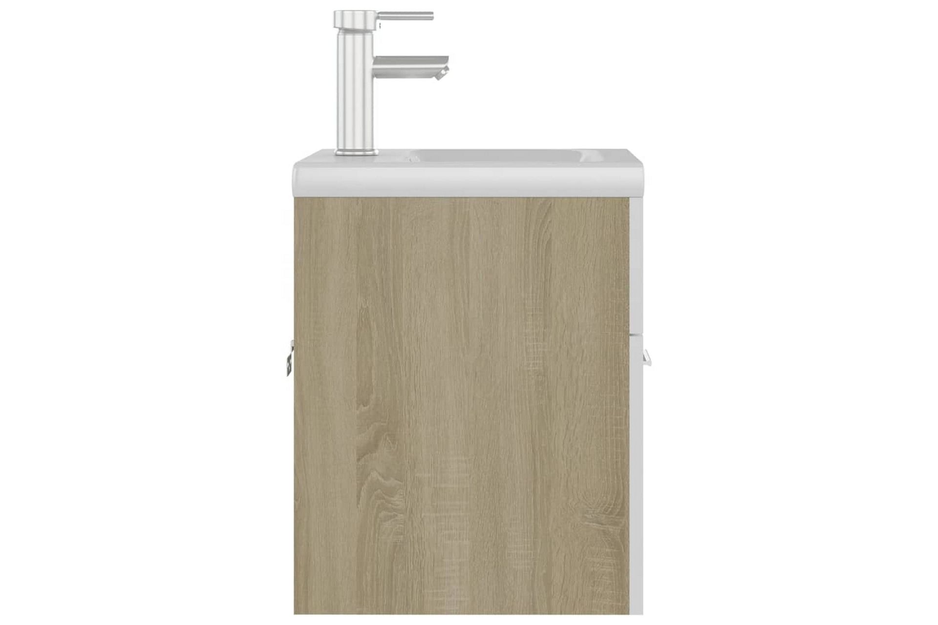 Servantskap med innebygd vask hvit og sonoma eik sponplate - Beige - Hus & oppussing - Kjøkken & bad - Baderom - Baderomsmøbler & baderomsinnredning - Servantskap & kommode