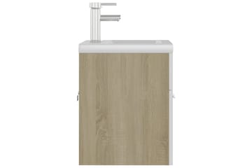 Servantskap med innebygd vask hvit og sonoma eik sponplate - Beige - Hus & oppussing - Kjøkken & bad - Baderom - Baderomsmøbler & baderomsinnredning - Servantskap & kommode