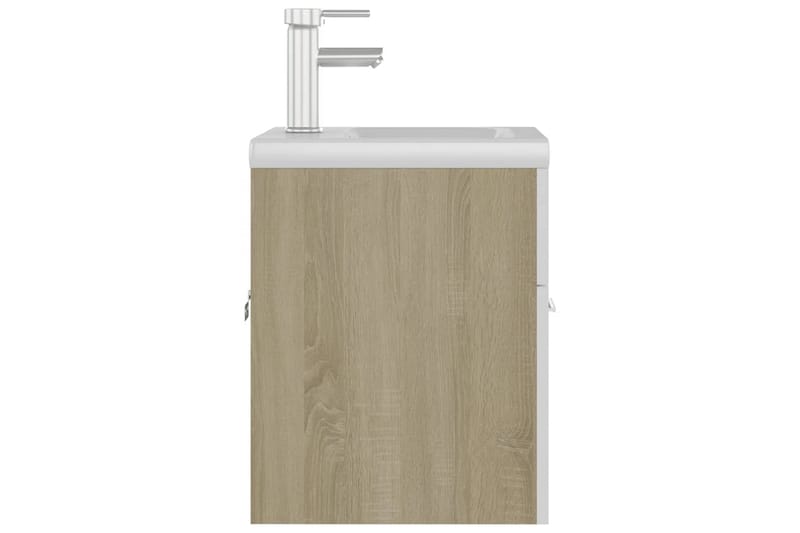 Servantskap med innebygd vask hvit og sonoma eik sponplate - Beige - Hus & oppussing - Kjøkken & bad - Baderom - Baderomsmøbler & baderomsinnredning - Servantskap & kommode