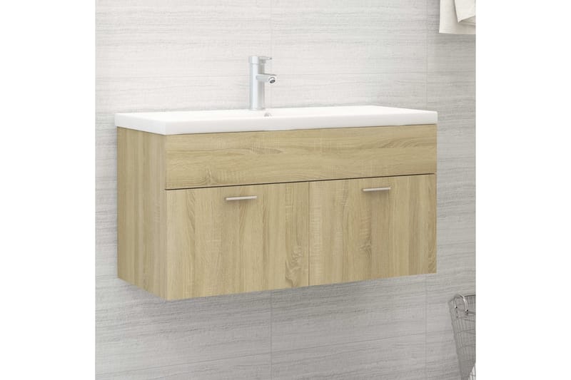Servantskap sonoma eik 90x38,5x46 cm sponplate - Brun - Hus & oppussing - Kjøkken & bad - Baderom - Baderomsmøbler & baderomsinnredning - Servantskap & kommode