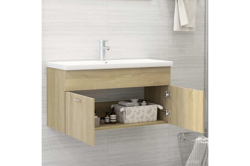 Servantskap sonoma eik 90x38,5x46 cm sponplate - Brun - Hus & oppussing - Kjøkken & bad - Baderom - Baderomsmøbler & baderomsinnredning - Servantskap & kommode