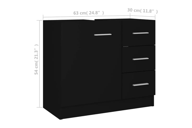 Servantskap svart 63x30x54 cm sponplate - Svart - Hus & oppussing - Kjøkken & bad - Baderom - Baderomsmøbler & baderomsinnredning - Servantskap & kommode