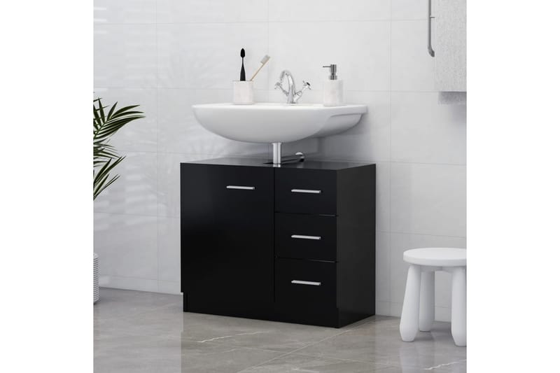 Servantskap svart 63x30x54 cm sponplate - Svart - Hus & oppussing - Kjøkken & bad - Baderom - Baderomsmøbler & baderomsinnredning - Servantskap & kommode