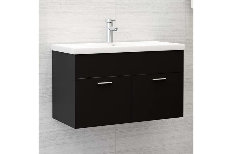 Servantskap svart 80x38,5x46 cm sponplate - Svart - Hus & oppussing - Kjøkken & bad - Baderom - Baderomsmøbler & baderomsinnredning - Servantskap & kommode