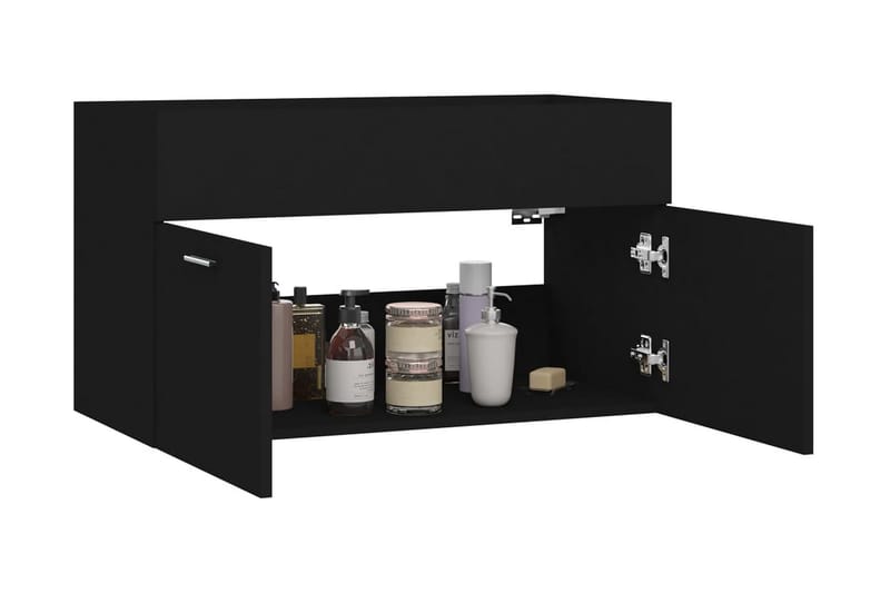 Servantskap svart 80x38,5x46 cm sponplate - Svart - Hus & oppussing - Kjøkken & bad - Baderom - Baderomsmøbler & baderomsinnredning - Servantskap & kommode