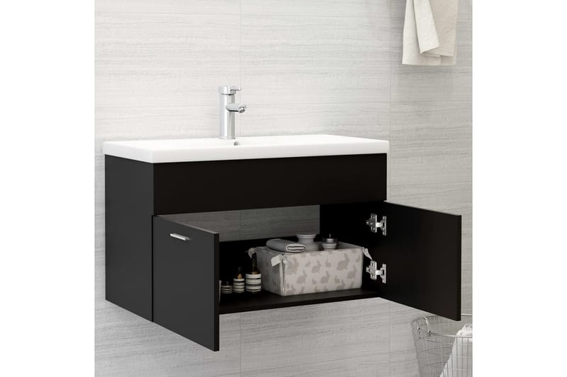 Servantskap svart 80x38,5x46 cm sponplate - Svart - Hus & oppussing - Kjøkken & bad - Baderom - Baderomsmøbler & baderomsinnredning - Servantskap & kommode