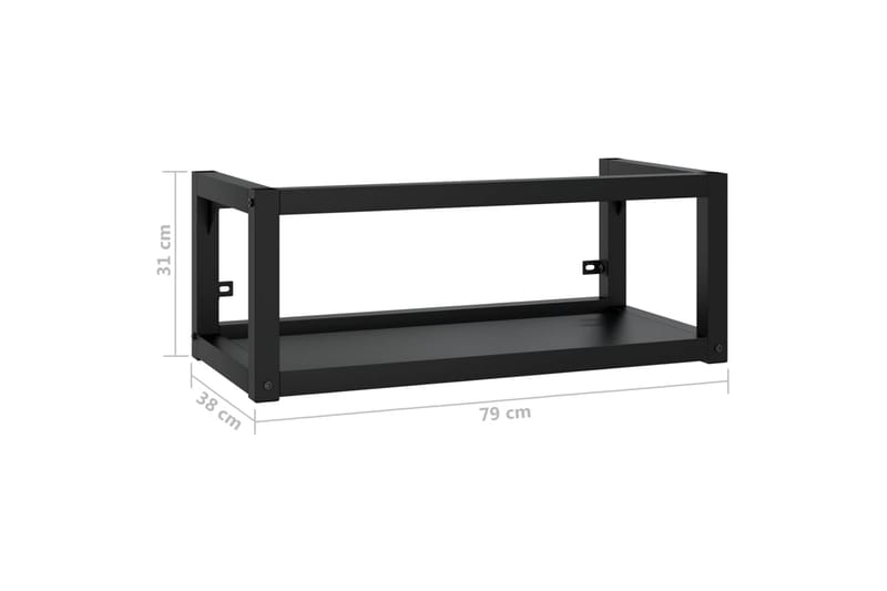Vegghengt servantramme for bad svart 79x38x31 cm jern - Svart - Hus & oppussing - Kjøkken & bad - Baderom - Baderomsmøbler & baderomsinnredning - Servantskap & kommode
