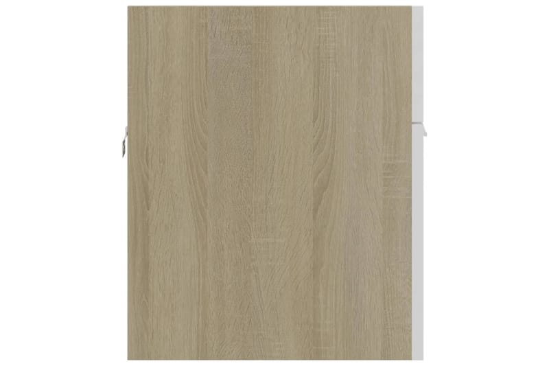Servantskap med innebygd vask hvit og sonoma eik sponplate - Beige - Hus & oppussing - Kjøkken & bad - Baderom - Baderomsmøbler & baderomsinnredning - Servantskap & kommode