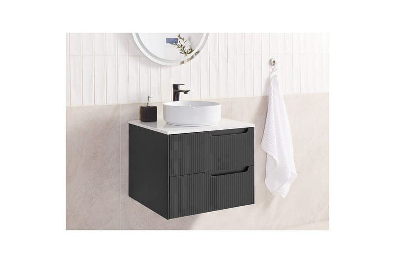 Servantskap Quintela Sort, Hvit, 60x52x48 cm - Sort, Hvit, 60x52x48 cm - Hus & oppussing - Kjøkken & bad - Baderom - Baderomsmøbler & baderomsinnredning - Baderomsskap