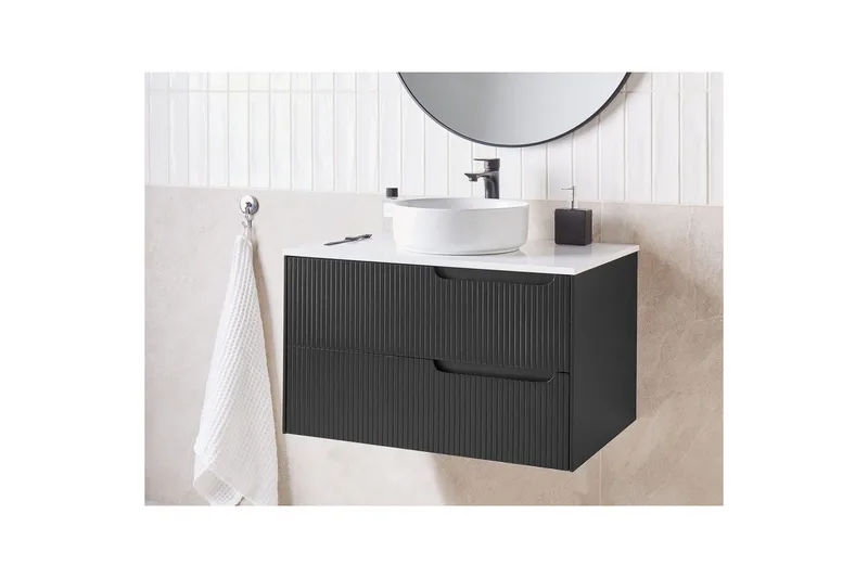 Servantskap Quintela Sort, Hvit, 80x52x48 cm - Sort, Hvit, 80x52x48 cm - Hus & oppussing - Kjøkken & bad - Baderom - Baderomsmøbler & baderomsinnredning - Baderomsskap