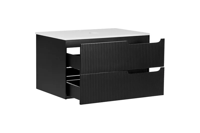 Servantskap Quintela Sort, Hvit, 80x52x48 cm - Sort, Hvit, 80x52x48 cm - Hus & oppussing - Kjøkken & bad - Baderom - Baderomsmøbler & baderomsinnredning - Baderomsskap