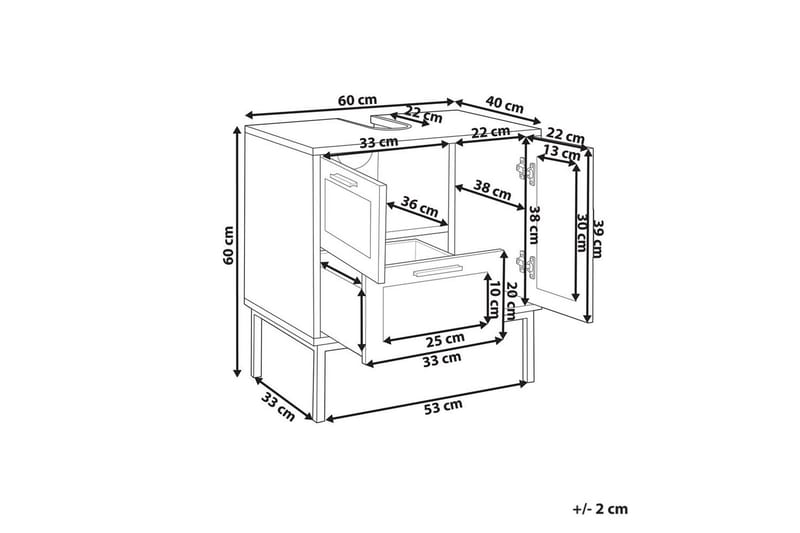 Servantskap Rosell 60x40x60 cm - 60x40x60 cm - Hus & oppussing - Kjøkken & bad - Baderom - Baderomsmøbler & baderomsinnredning - Oppbevaring til baderom