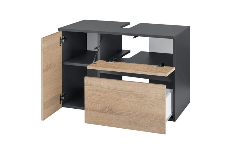 Servantskap Wisla 80x45x53 cm, Antrasitt/Eik - 80x45x53 cm, Antrasitt/Eik - Hus & oppussing - Kjøkken & bad - Baderom - Baderomsmøbler & baderomsinnredning - Baderomsskap