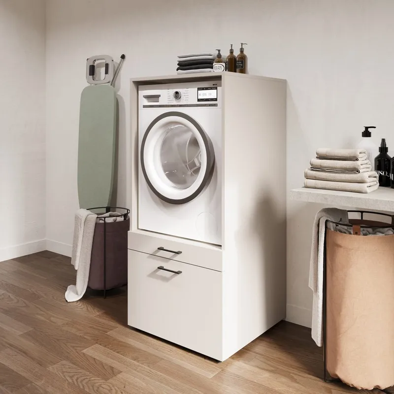 Skap til vaskemaskin/tørketrommel Aza 1 Skuff 1 Hylle - Kashmir - Hus & oppussing - Kjøkken & bad - Baderom - Baderomsmøbler & baderomsinnredning - Oppbevaring til baderom