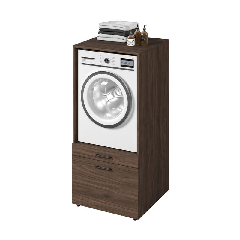 Skap til vaskemaskin/tørketrommel Aza 1 Skuff 1 Hylle - Valnøtt Villa - Hus & oppussing - Kjøkken & bad - Baderom - Baderomsmøbler & baderomsinnredning - Oppbevaring til baderom