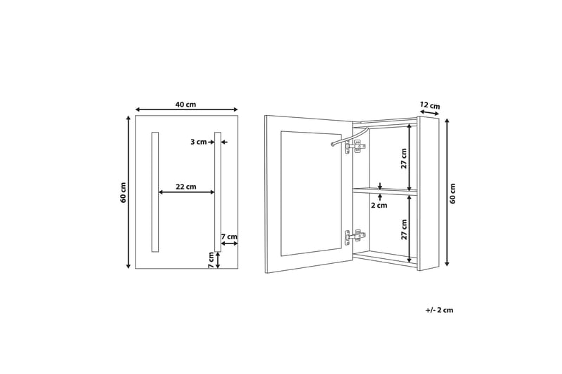 Belmena Skap til Badet 40 cm Speil med LED-belysning - Hvit - Hus & oppussing - Kjøkken & bad - Baderom - Baderomsmøbler & baderomsinnredning - Speilskap