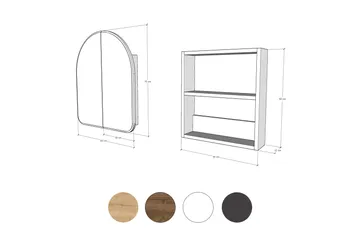 Heren Overskap med speil 45 cm - Beige - Hus & oppussing - Kjøkken & bad - Baderom - Baderomsmøbler & baderomsinnredning - Speilskap