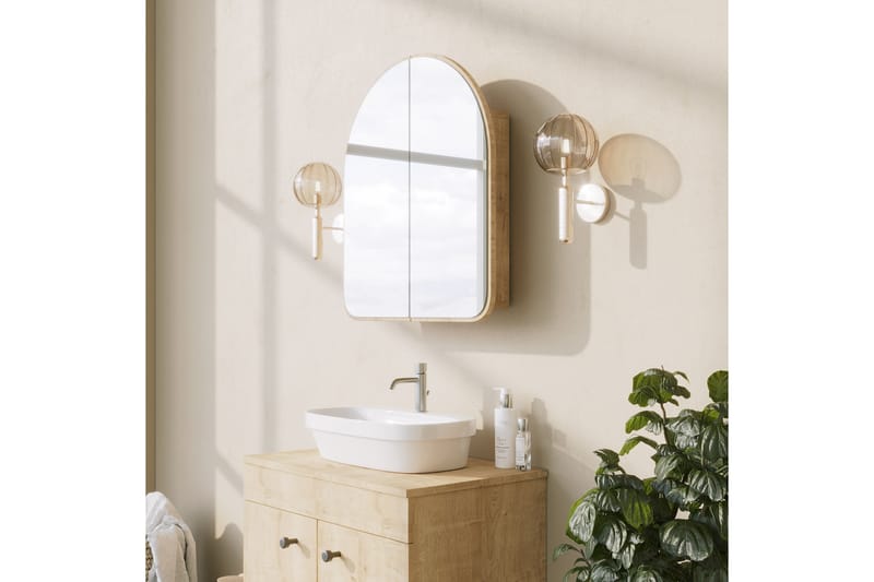 Heren Overskap med speil 45 cm - Beige - Hus & oppussing - Kjøkken & bad - Baderom - Baderomsmøbler & baderomsinnredning - Speilskap