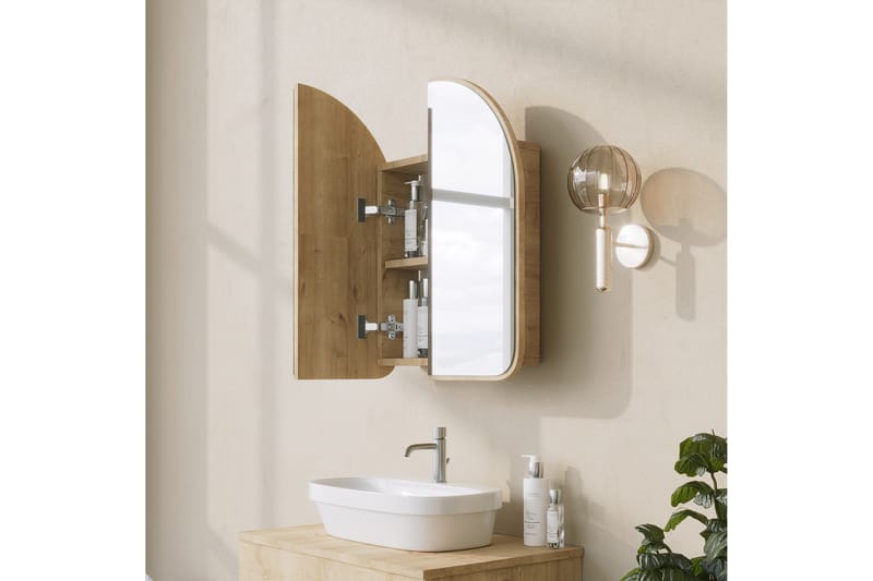 Heren Overskap med speil 45 cm - Beige - Hus & oppussing - Kjøkken & bad - Baderom - Baderomsmøbler & baderomsinnredning - Speilskap