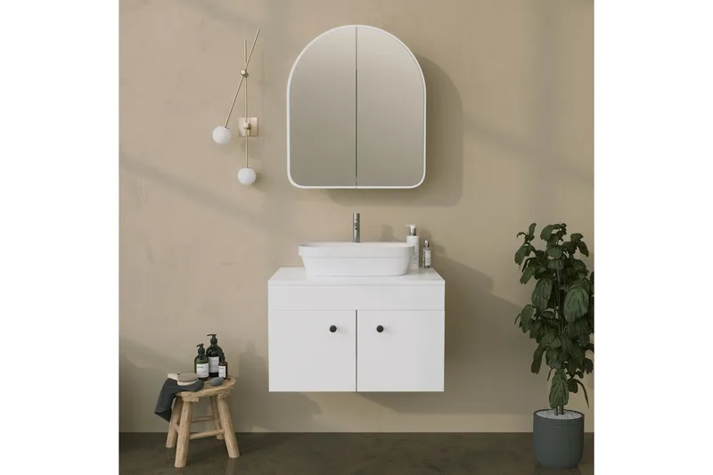 Heren Overskap med speil 45 cm - Hvit - Hus & oppussing - Kjøkken & bad - Baderom - Baderomsmøbler & baderomsinnredning - Speilskap