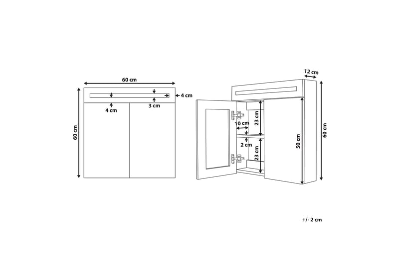 Jaramillo Skap til Badet 60 cm Speil med LED-belysning - Hvit - Hus & oppussing - Kjøkken & bad - Baderom - Baderomsmøbler & baderomsinnredning - Speilskap