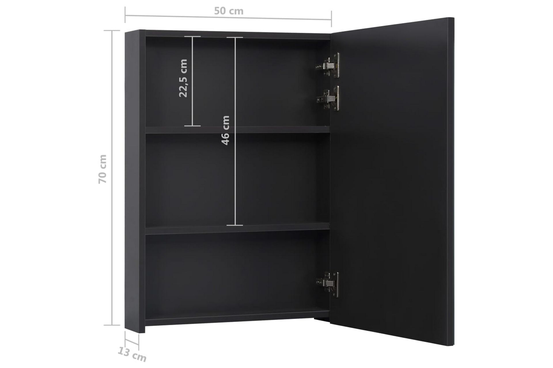 LED-speilskap til bad 50x13x70 cm - Antrasittgrå - Hus & oppussing - Kjøkken & bad - Baderom - Baderomsmøbler & baderomsinnredning - Speilskap