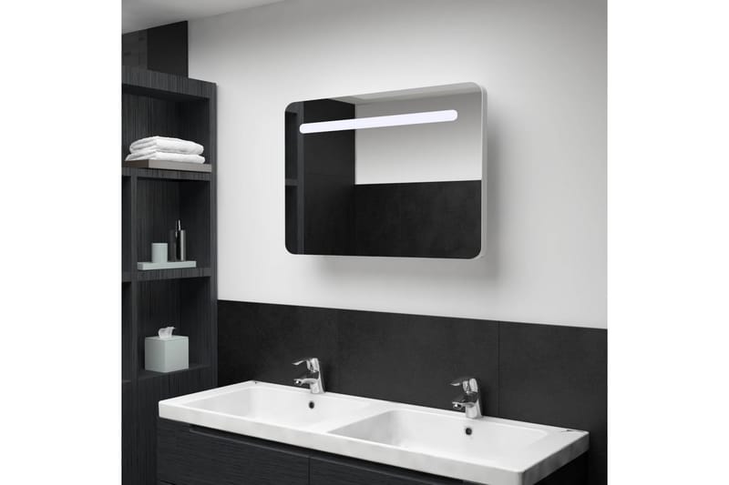 LED-speilskap til bad 80x11x55 cm - Hvit - Hus & oppussing - Kjøkken & bad - Baderom - Baderomsmøbler & baderomsinnredning - Speilskap