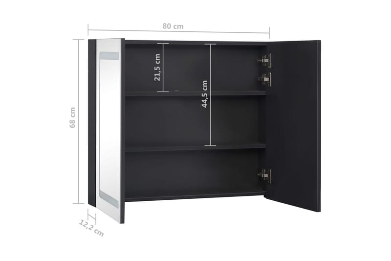 LED-speilskap til bad 80x12,2x68 cm - Antrasittgrå - Hus & oppussing - Kjøkken & bad - Baderom - Baderomsmøbler & baderomsinnredning - Speilskap