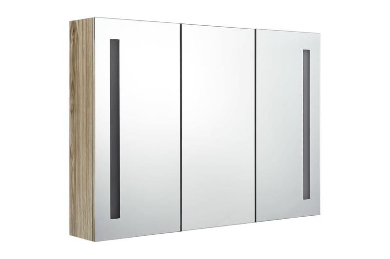 LED-speilskap til bad 89x14x62 cm eik - Hus & oppussing - Kjøkken & bad - Baderom - Baderomsmøbler & baderomsinnredning - Speilskap