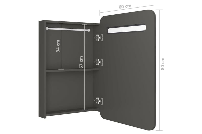 LED-speilskap til bad antrasitt 60x11x80 cm - Antrasittgrå - Hus & oppussing - Kjøkken & bad - Baderom - Baderomsmøbler & baderomsinnredning - Speilskap
