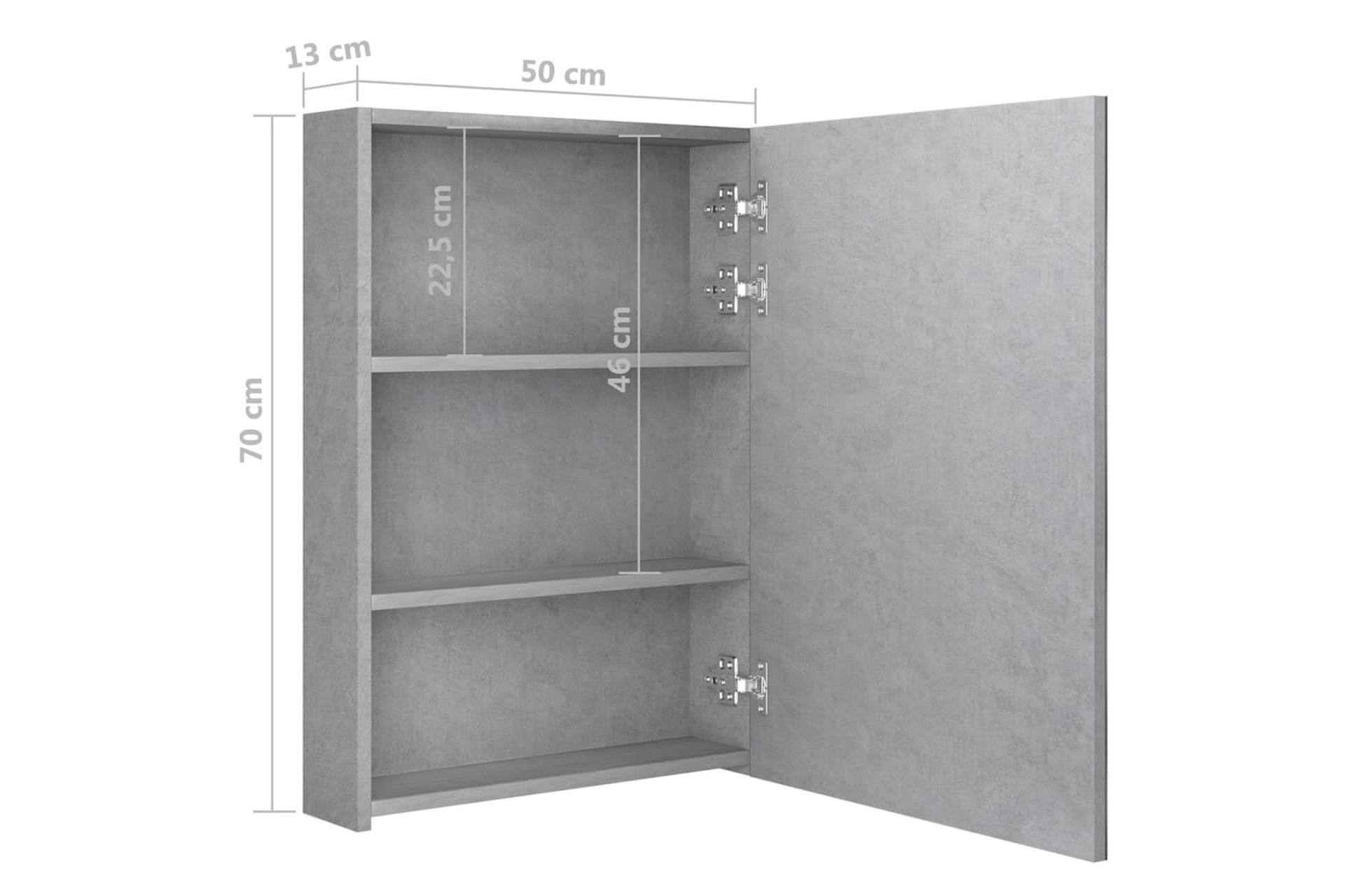 LED-speilskap til bad betonggrå 50x13x70 cm - Hus & oppussing - Kjøkken & bad - Baderom - Baderomsmøbler & baderomsinnredning - Speilskap