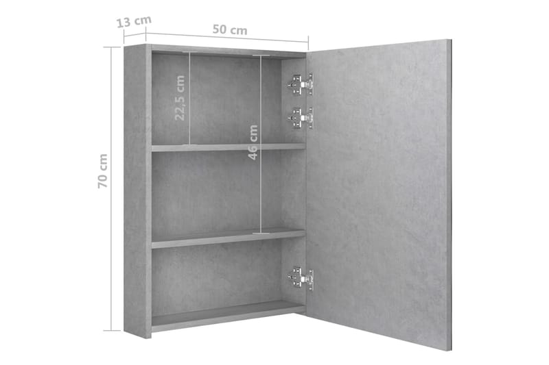 LED-speilskap til bad betonggrå 50x13x70 cm - Hus & oppussing - Kjøkken & bad - Baderom - Baderomsmøbler & baderomsinnredning - Speilskap