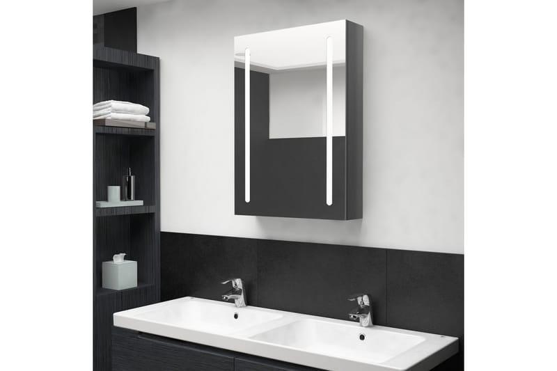 LED-speilskap til bad blank grå 50x13x70 cm - Speilskap