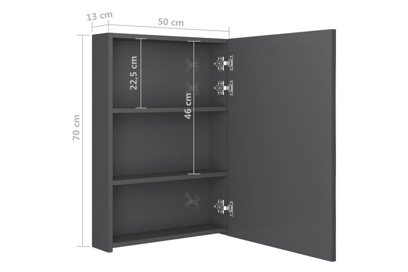 LED-speilskap til bad blank grå 50x13x70 cm - Hus & oppussing - Kjøkken & bad - Baderom - Baderomsmøbler & baderomsinnredning - Speilskap