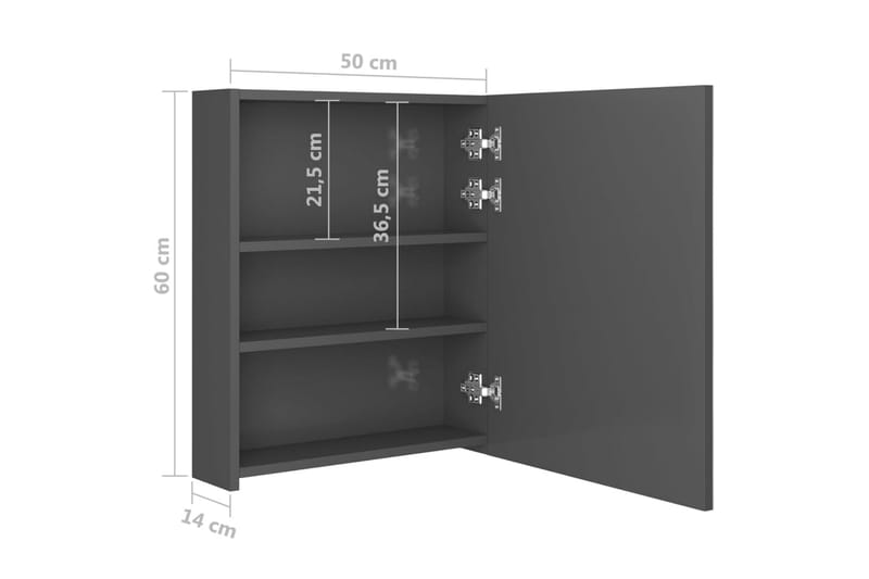 LED-speilskap til bad blank grå 50x14x60 cm - Grå - Hus & oppussing - Kjøkken & bad - Baderom - Baderomsmøbler & baderomsinnredning - Speilskap