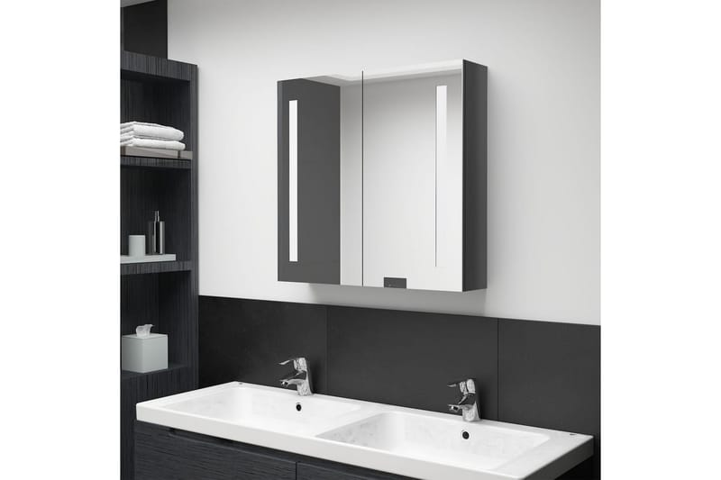 LED-speilskap til bad blank grå 62x14x60 cm - Hus & oppussing - Kjøkken & bad - Baderom - Baderomsmøbler & baderomsinnredning - Speilskap