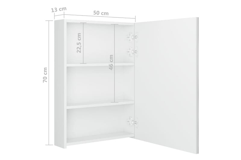 LED-speilskap til bad blank hvit 50x13x70 cm - Hus & oppussing - Kjøkken & bad - Baderom - Baderomsmøbler & baderomsinnredning - Speilskap