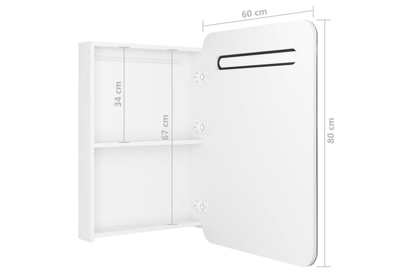 LED-speilskap til bad blank hvit 60x11x80 cm - Hus & oppussing - Kjøkken & bad - Baderom - Baderomsmøbler & baderomsinnredning - Speilskap