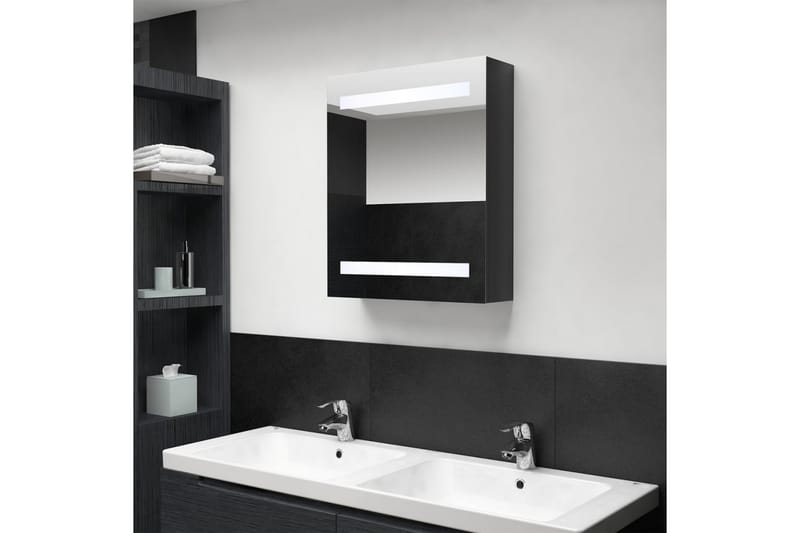 LED-speilskap til bad blank svart 50x14x60 cm - Svart - Speilskap