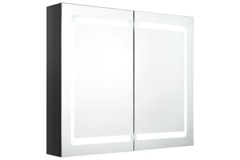 LED-speilskap til bad blank svart 80x12x68 cm - Svart - Speilskap